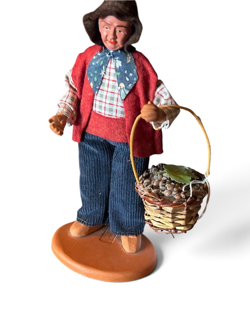Vintage Claude Carbonel Santon de Provence Chestnut Gatherer Clay Figurine